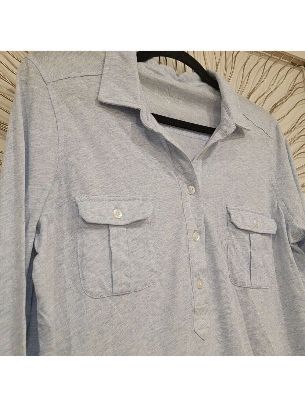 Vineyard Vines Blue Long Sleeve Pullover Polo Shirt Size Medium - Picture 3 of 9